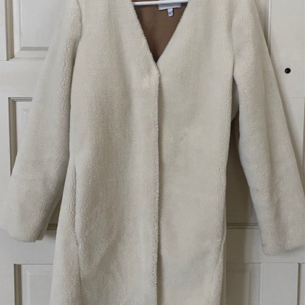 Michael Stars, Size Large, Faux Khaki/White Fur Reversible Coat
